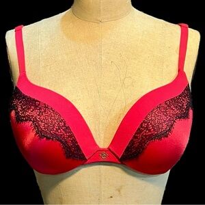 Victoria’s Secret push-up padded bra lingerie seamless silky red black‎ lace 34C